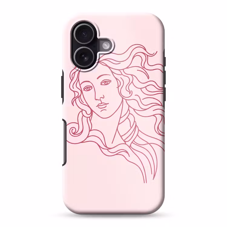 Vrouw - Portret - Klassiek - Line-art - Roze Toughcase MagSafe Apple iPhone 17 klein -3d