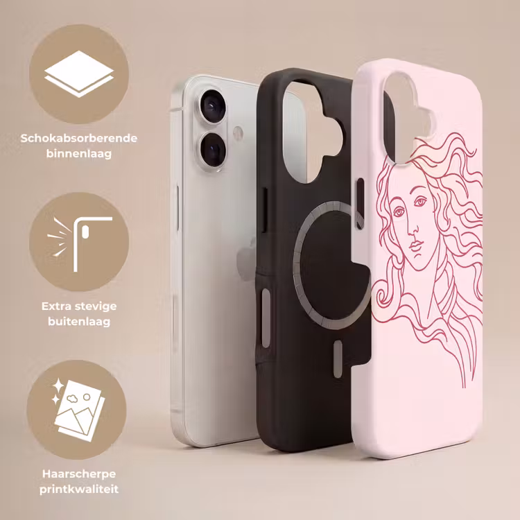 Vrouw - Portret - Klassiek - Line-art - Roze Toughcase MagSafe Apple iPhone 17 klein -USP_Lagen_NL