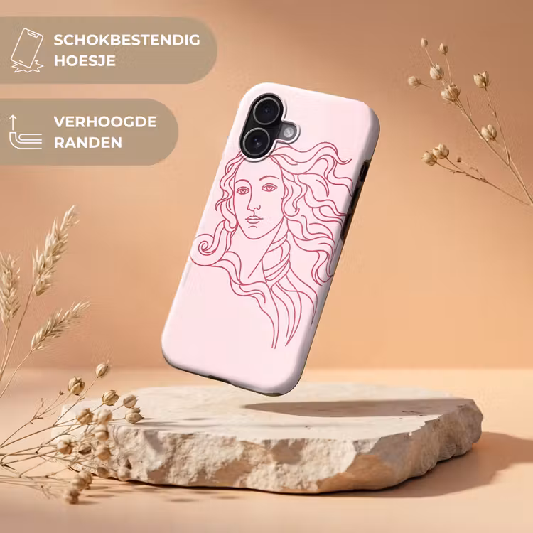 Vrouw - Portret - Klassiek - Line-art - Roze Toughcase MagSafe Apple iPhone 17 klein -USP_RandenV_NL