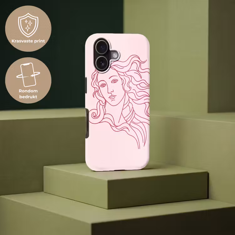 Vrouw - Portret - Klassiek - Line-art - Roze Toughcase MagSafe Apple iPhone 17 klein -USP_PrintM_NL