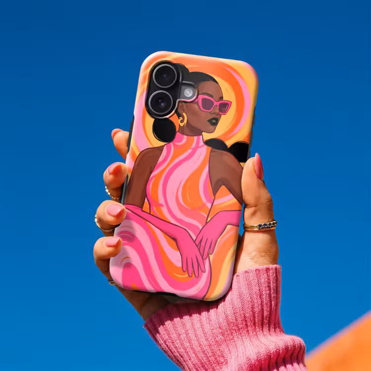 Vrouw - Portret - Kunst - Abstract - Roze Toughcase MagSafe Apple iPhone 17 klein -Sfeer1V