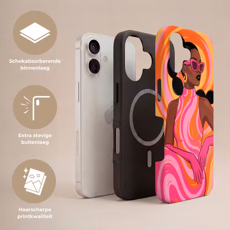 Vrouw - Portret - Kunst - Abstract - Roze Toughcase MagSafe Apple iPhone 17 klein -USP_Lagen_NL