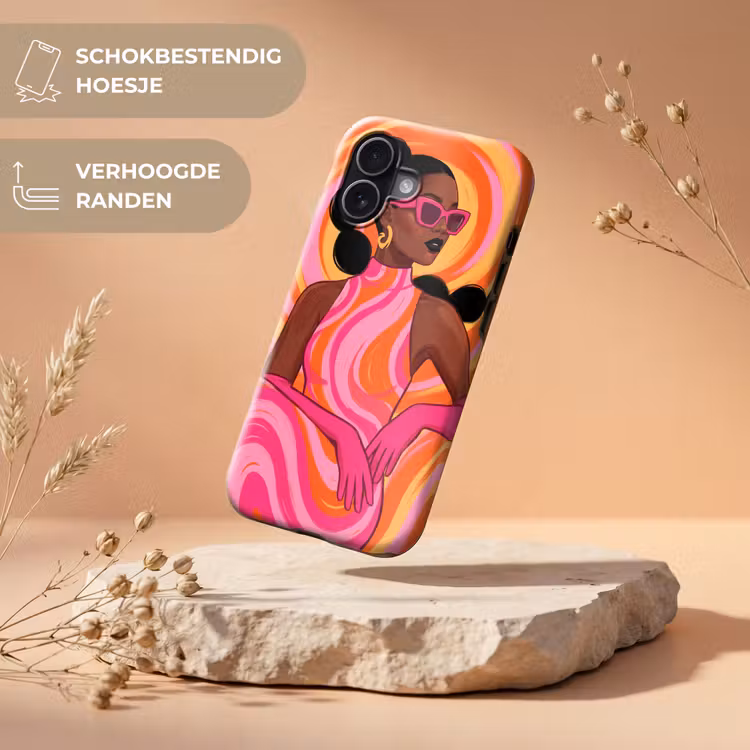 Vrouw - Portret - Kunst - Abstract - Roze Toughcase MagSafe Apple iPhone 17 klein -USP_RandenV_NL