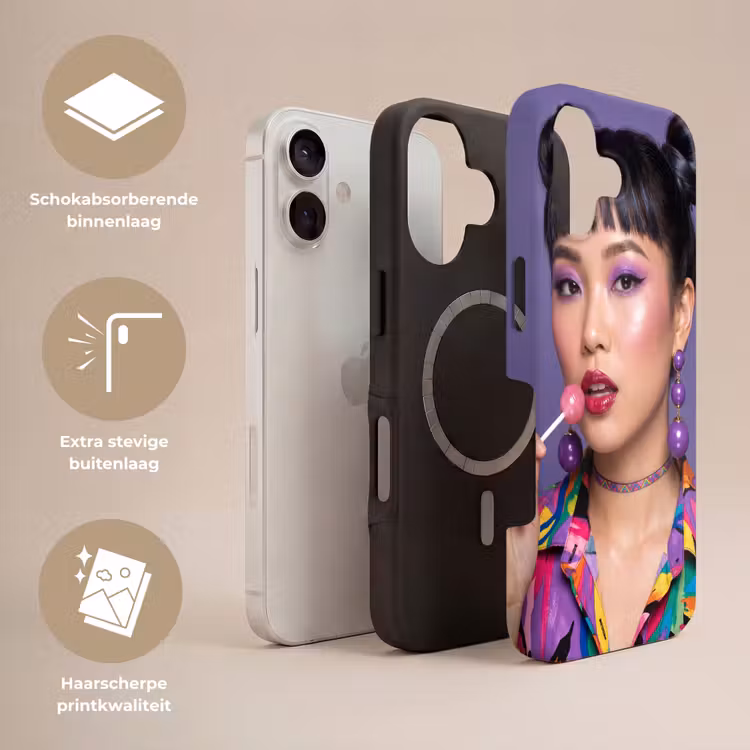 Vrouw - Portret - Make-up - Paars - Levendig Toughcase MagSafe Apple iPhone 17 klein -USP_Lagen_NL