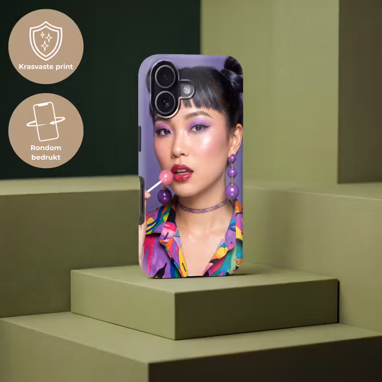 Vrouw - Portret - Make-up - Paars - Levendig Toughcase MagSafe Apple iPhone 17 klein -USP_PrintM_NL