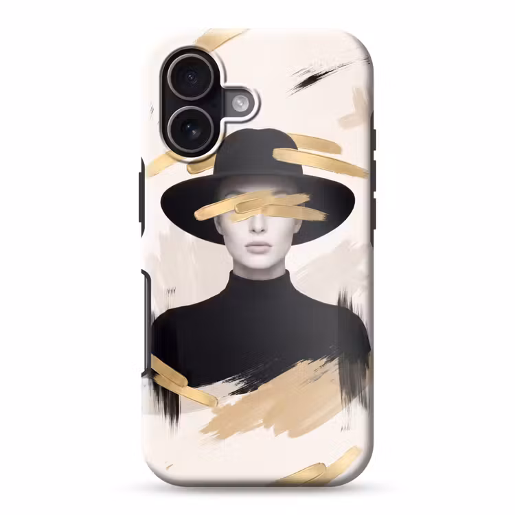 Vrouw - Portret - Modern - Goud - Kunst Toughcase MagSafe Apple iPhone 17 klein -3d