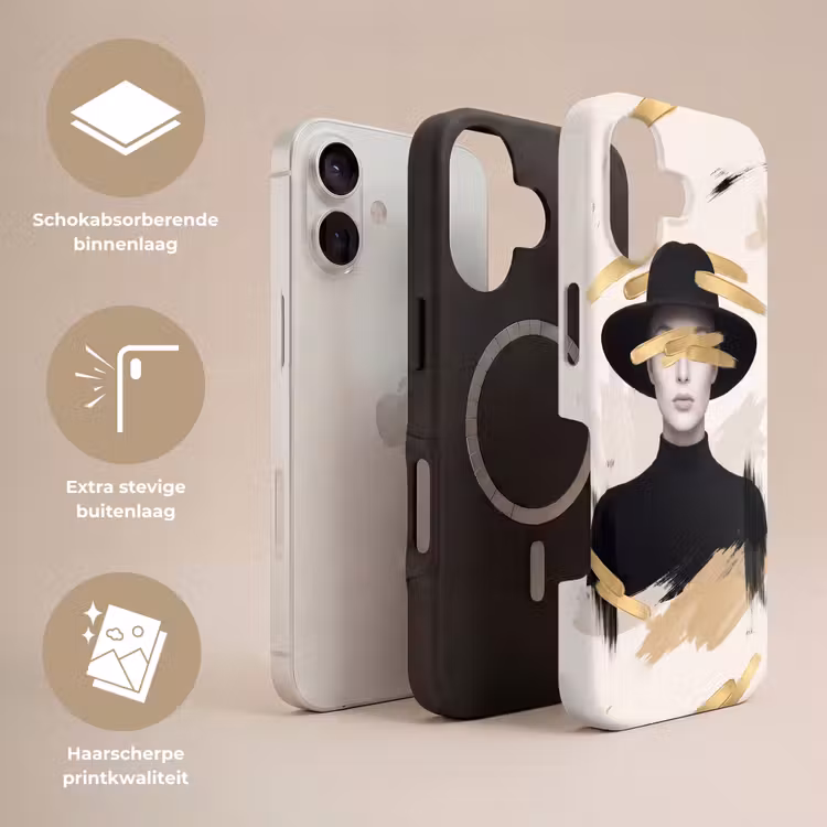 Vrouw - Portret - Modern - Goud - Kunst Toughcase MagSafe Apple iPhone 17 klein -USP_Lagen_NL