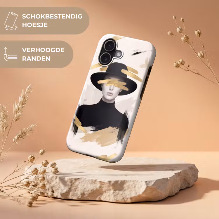 Vrouw - Portret - Modern - Goud - Kunst Toughcase MagSafe Apple iPhone 17 klein -USP_RandenV_NL