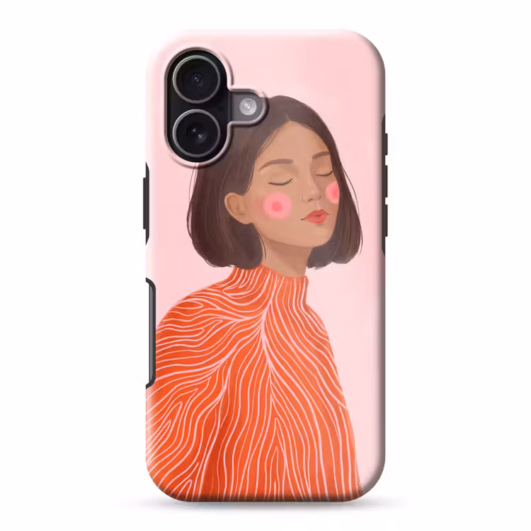 Vrouw - Portret - Modern - Kunst - Roze Toughcase MagSafe Apple iPhone 17 klein -3d