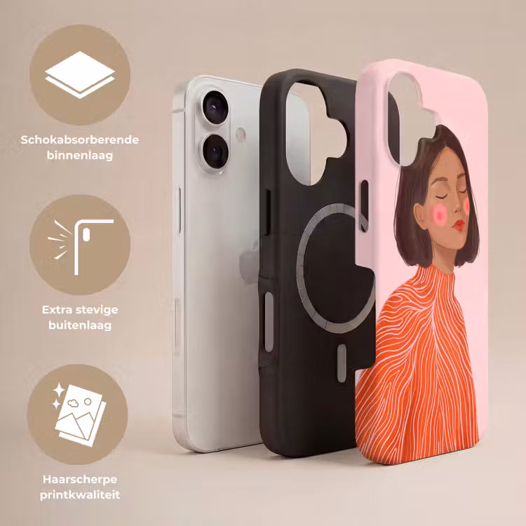 Vrouw - Portret - Modern - Kunst - Roze Toughcase MagSafe Apple iPhone 17 klein -USP_Lagen_NL