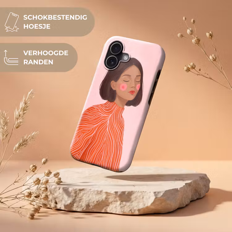 Vrouw - Portret - Modern - Kunst - Roze Toughcase MagSafe Apple iPhone 17 klein -USP_RandenV_NL