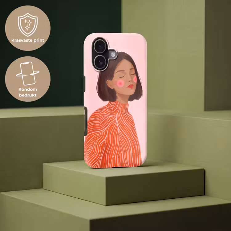 Vrouw - Portret - Modern - Kunst - Roze Toughcase MagSafe Apple iPhone 17 klein -USP_PrintM_NL