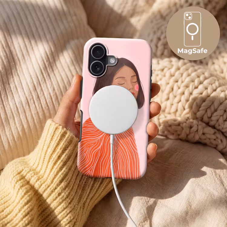 Vrouw - Portret - Modern - Kunst - Roze Toughcase MagSafe Apple iPhone 17 klein -USP_MagsafeV