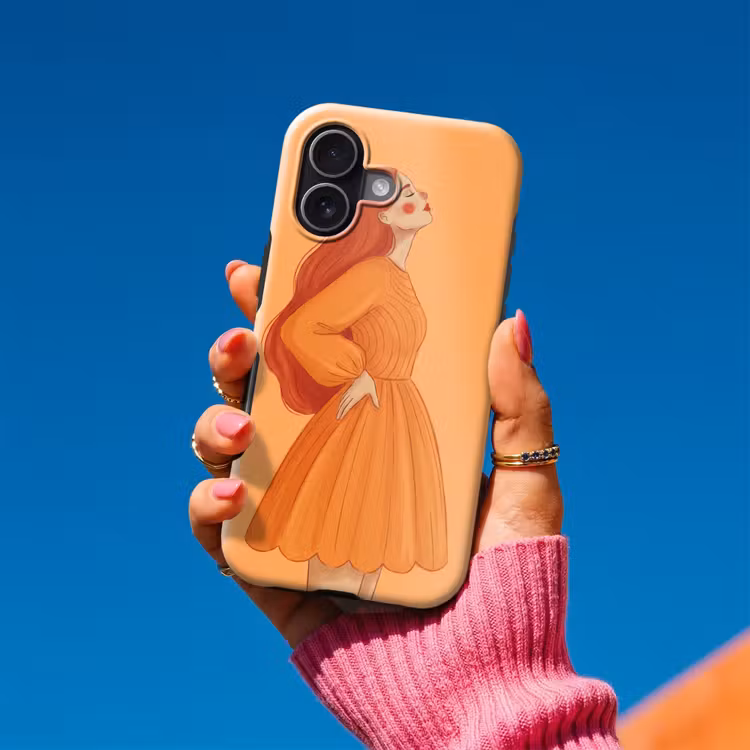 Vrouw - Profiel - Mensen - Modern - Oranje Toughcase MagSafe Apple iPhone 17 klein -Sfeer1V