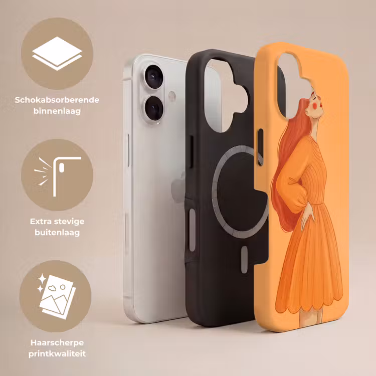 Vrouw - Profiel - Mensen - Modern - Oranje Toughcase MagSafe Apple iPhone 17 klein -USP_Lagen_NL