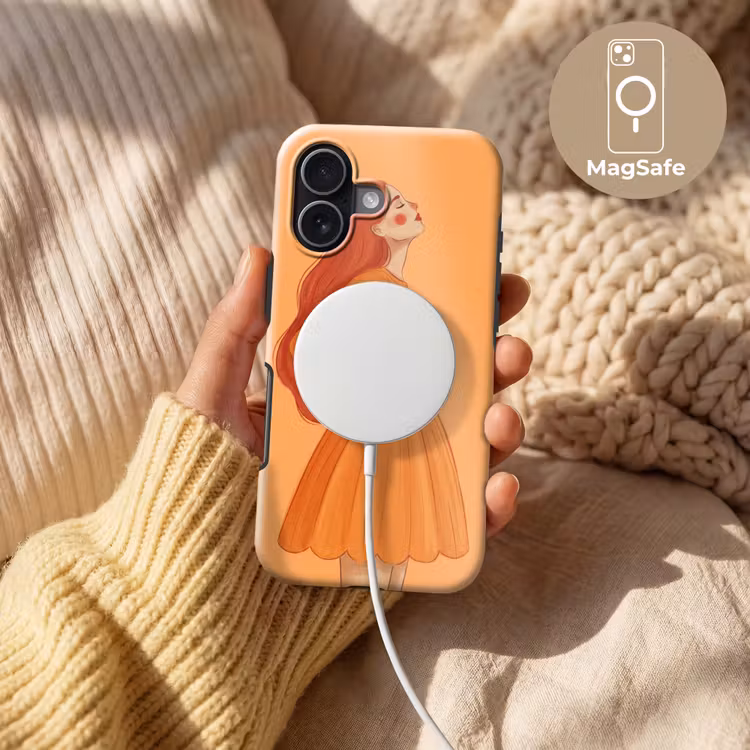 Vrouw - Profiel - Mensen - Modern - Oranje Toughcase MagSafe Apple iPhone 17 klein -USP_MagsafeV