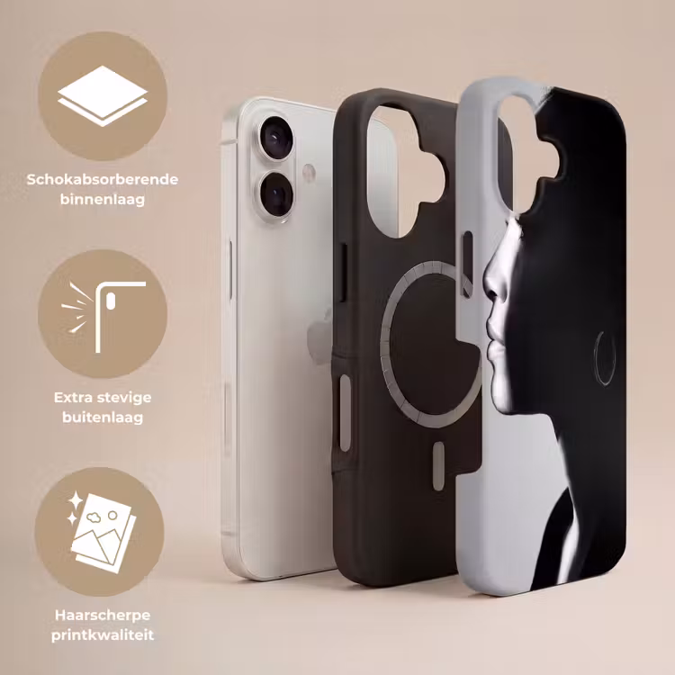 Vrouw - Profiel - Mensen - Zwart-wit Toughcase MagSafe Apple iPhone 17 klein -USP_Lagen_NL