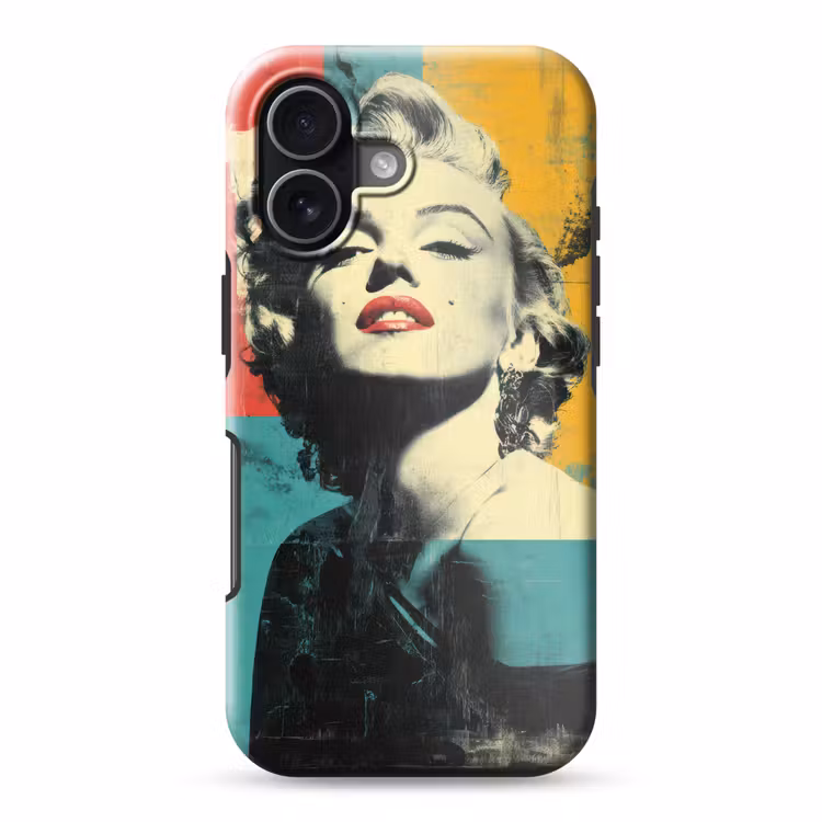 Vrouw - Rode lippen - Abstracte kleurvlakken - Popartuistraling Toughcase MagSafe Apple iPhone 17 klein -3d