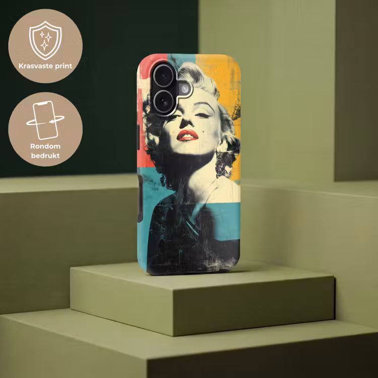 Vrouw - Rode lippen - Abstracte kleurvlakken - Popartuistraling Toughcase MagSafe Apple iPhone 17 klein -USP_PrintM_NL
