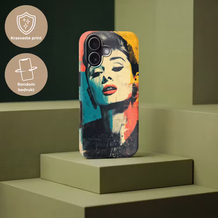 Vrouw - Rode lippen - Expressief - Grafisch Toughcase MagSafe Apple iPhone 17 klein -USP_PrintM_NL
