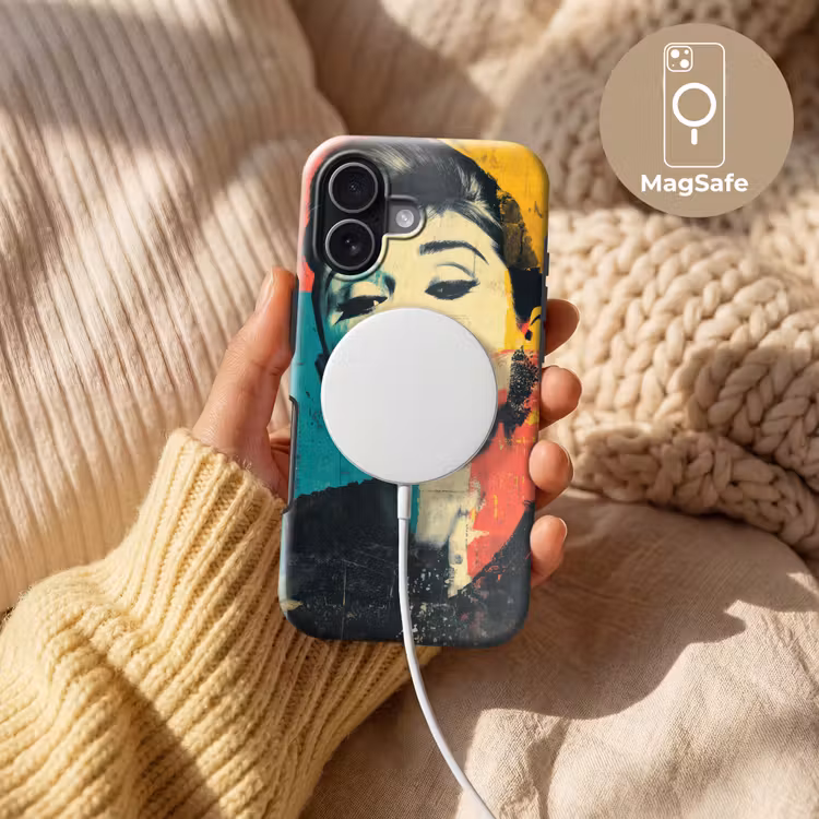 Vrouw - Rode lippen - Expressief - Grafisch Toughcase MagSafe Apple iPhone 17 klein -USP_MagsafeV