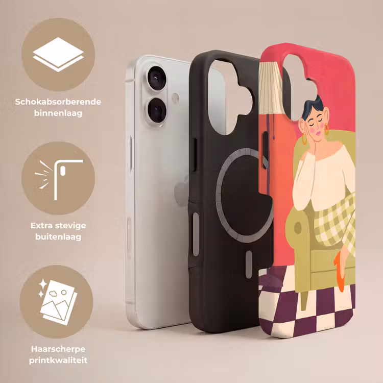 Vrouw - Rust - Interieur - Modern - Kunst Toughcase MagSafe Apple iPhone 17 klein -USP_Lagen_NL