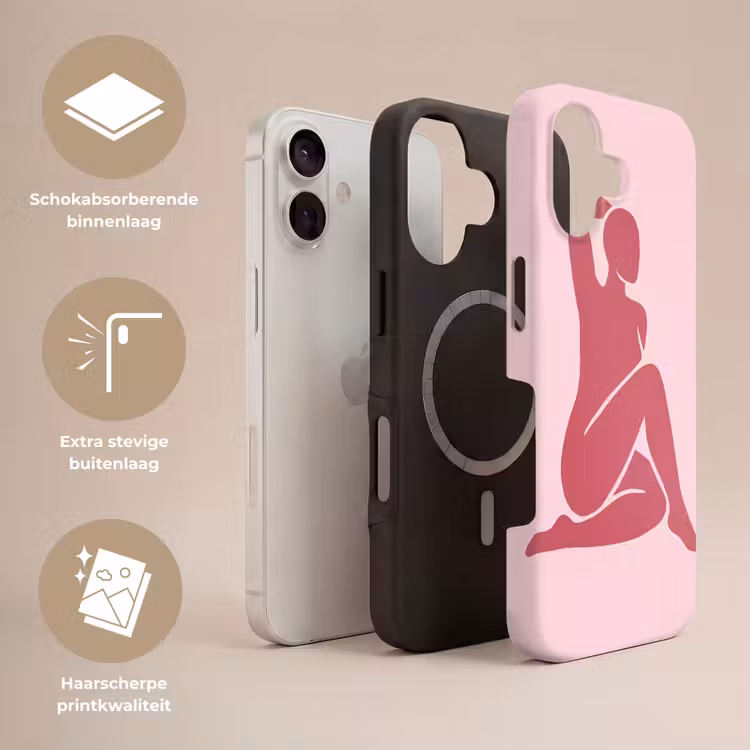 Vrouw - Silhouet - Abstract - Modern - Roze Toughcase MagSafe Apple iPhone 17 klein -USP_Lagen_NL