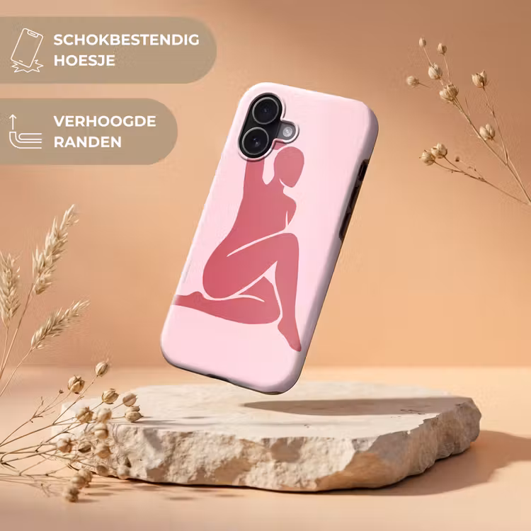 Vrouw - Silhouet - Abstract - Modern - Roze Toughcase MagSafe Apple iPhone 17 klein -USP_RandenV_NL