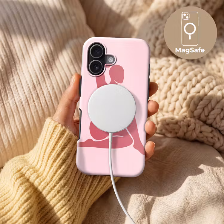 Vrouw - Silhouet - Abstract - Modern - Roze Toughcase MagSafe Apple iPhone 17 klein -USP_MagsafeV
