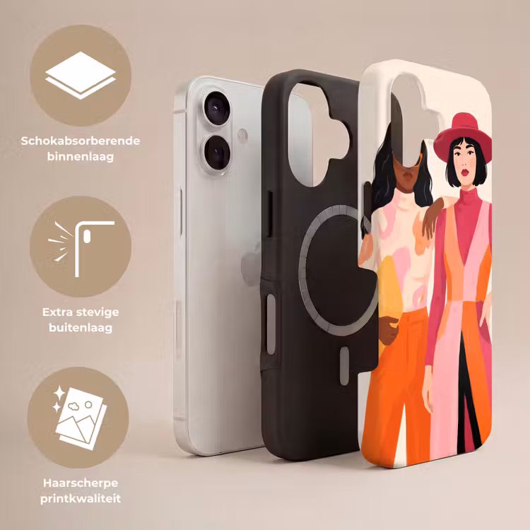 Vrouw - Twee - Mode - Abstract - Kleurrijk Toughcase MagSafe Apple iPhone 17 klein -USP_Lagen_NL