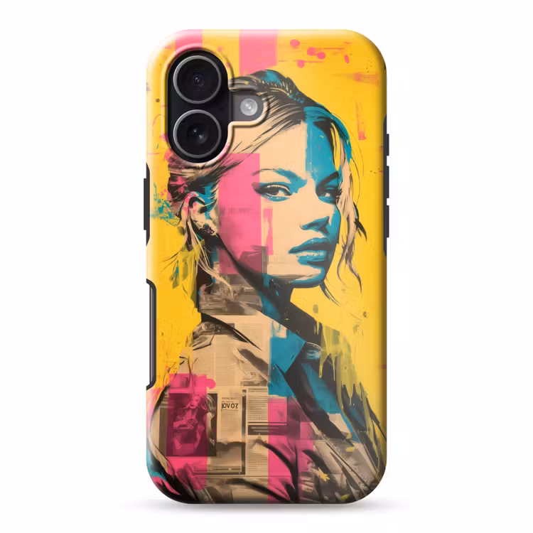 Vrouw - Verfstrepen - Gekleurd Toughcase MagSafe Apple iPhone 17 klein -3d