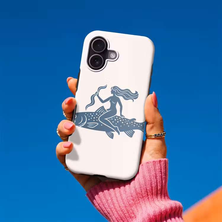 Vrouw - Vis - Fantasie - Abstract - Blauw Toughcase MagSafe Apple iPhone 17 klein -Sfeer1V