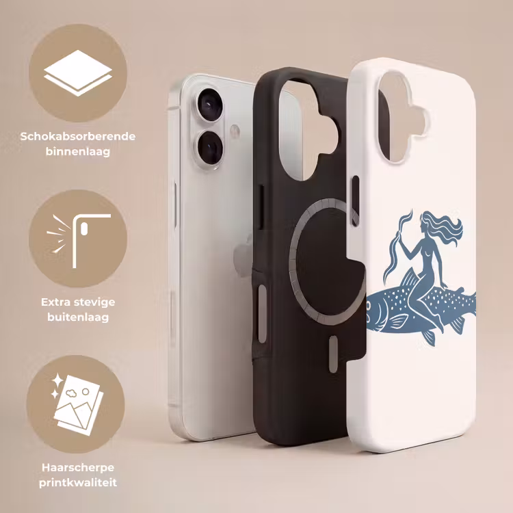 Vrouw - Vis - Fantasie - Abstract - Blauw Toughcase MagSafe Apple iPhone 17 klein -USP_Lagen_NL