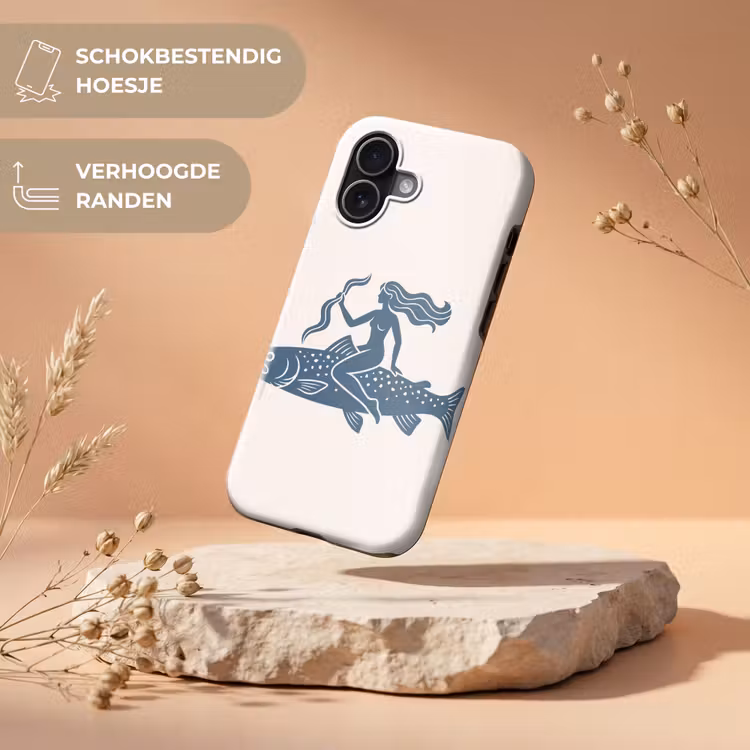 Vrouw - Vis - Fantasie - Abstract - Blauw Toughcase MagSafe Apple iPhone 17 klein -USP_RandenV_NL