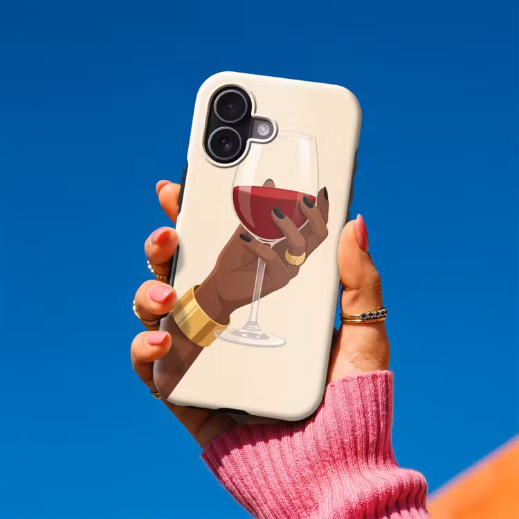 Vrouw - Wijn - Glas - Illustratie - Rood Toughcase MagSafe Apple iPhone 17 klein -Sfeer1V