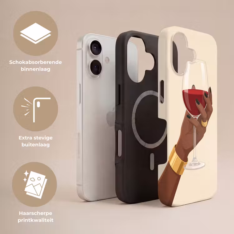 Vrouw - Wijn - Glas - Illustratie - Rood Toughcase MagSafe Apple iPhone 17 klein -USP_Lagen_NL
