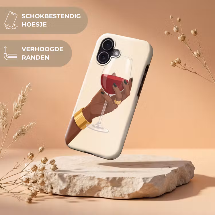 Vrouw - Wijn - Glas - Illustratie - Rood Toughcase MagSafe Apple iPhone 17 klein -USP_RandenV_NL