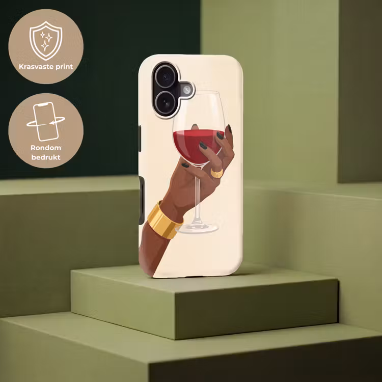 Vrouw - Wijn - Glas - Illustratie - Rood Toughcase MagSafe Apple iPhone 17 klein -USP_PrintM_NL