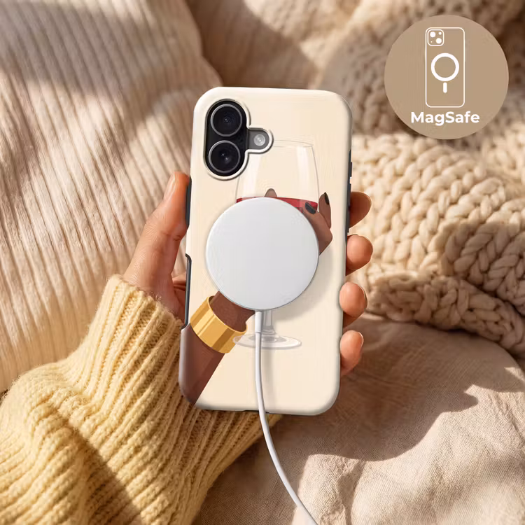 Vrouw - Wijn - Glas - Illustratie - Rood Toughcase MagSafe Apple iPhone 17 klein -USP_MagsafeV