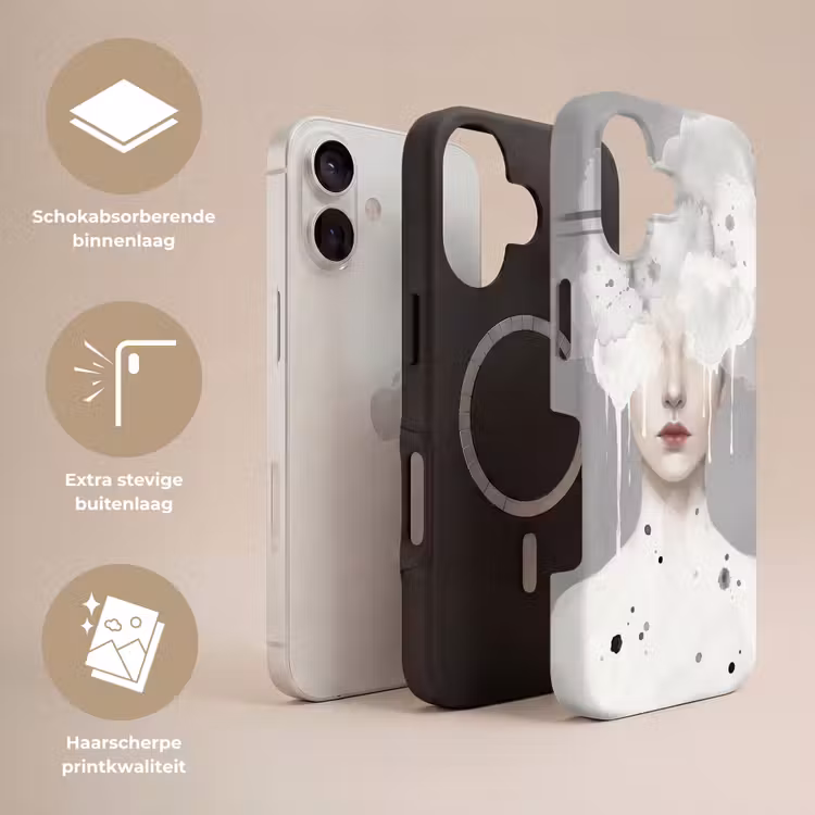 Vrouw - Wolk - Grijs Toughcase MagSafe Apple iPhone 17 klein -USP_Lagen_NL