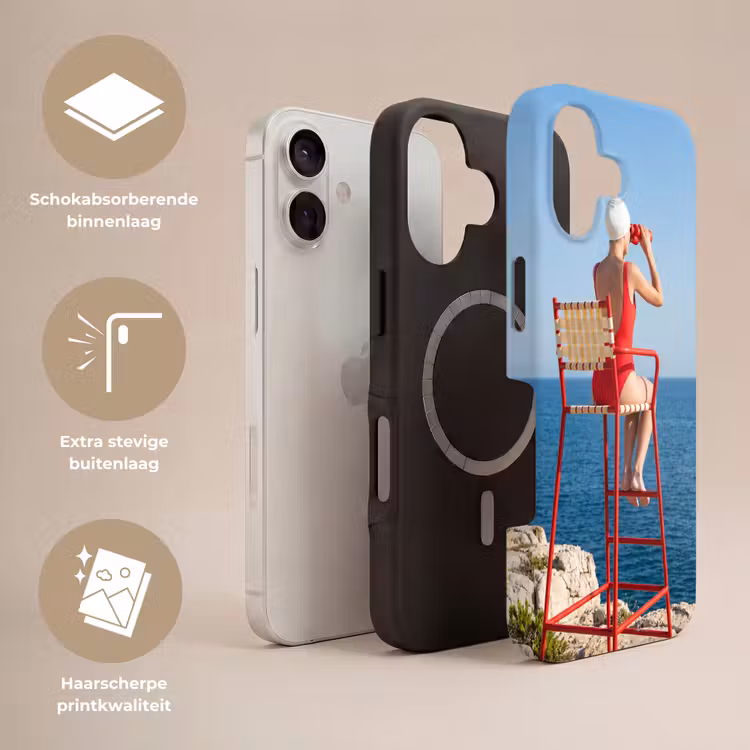 Vrouw - Zee - Kust - Verrekijker - Rood Toughcase MagSafe Apple iPhone 17 klein -USP_Lagen_NL