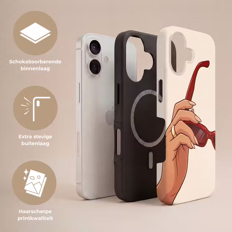 Vrouw - Zonnebril - Mode - Rood - Illustratie Toughcase MagSafe Apple iPhone 17 klein -USP_Lagen_NL