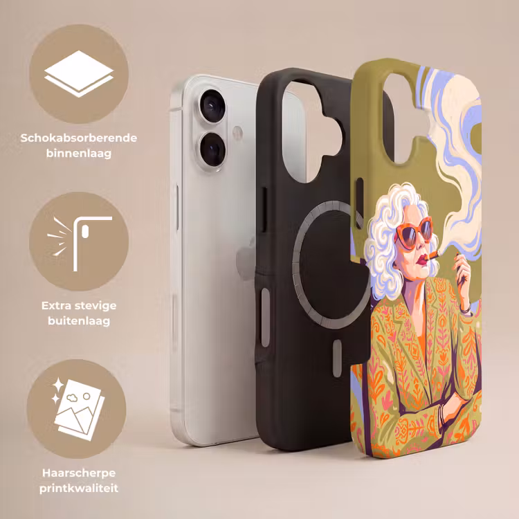Vrouw - Zonnebril - Portret - Modern - Kleurrijk Toughcase MagSafe Apple iPhone 17 klein -USP_Lagen_NL