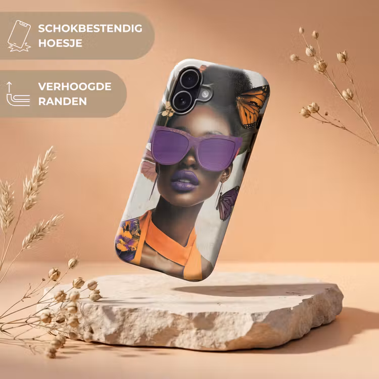 Vrouw - Zonnebril - Vlinder - Bloemen Toughcase MagSafe Apple iPhone 17 klein -USP_RandenV_NL