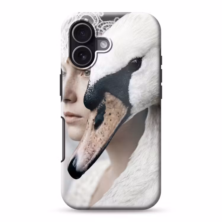 Vrouw - Zwaan - Wit Toughcase MagSafe Apple iPhone 17 klein -3d