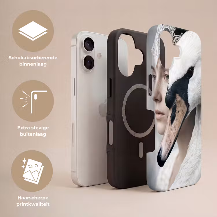 Vrouw - Zwaan - Wit Toughcase MagSafe Apple iPhone 17 klein -USP_Lagen_NL
