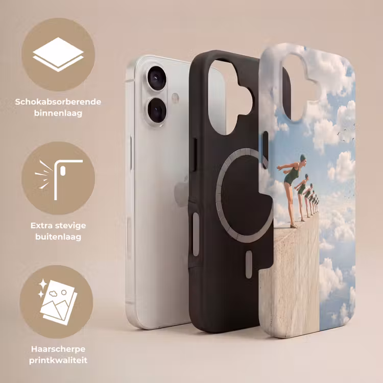 Telefoonhoesje Toughcase - Vrouwen - Duikhouding - Wolken - Vrouwen - Duikhouding - Wolken Toughcase MagSafe Apple iPhone 17 klein
