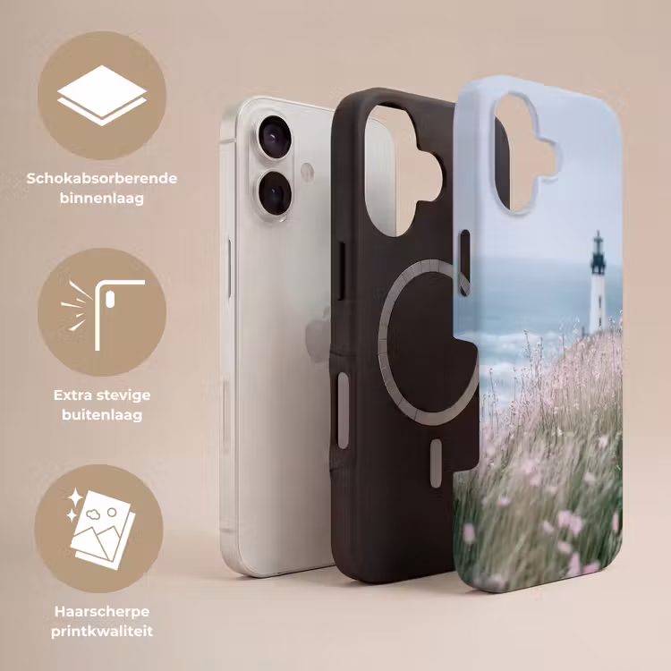 Vuurtoren - Klif - Zee - Bloemen Toughcase MagSafe Apple iPhone 17 klein -USP_Lagen_NL