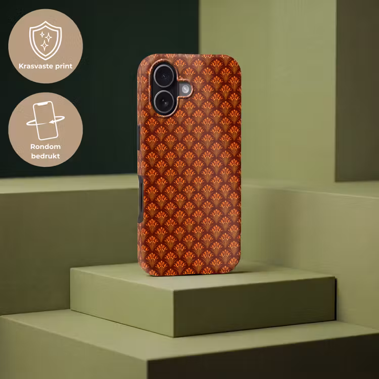 Waaiers - Art Deco - Botanisch - Roestbruin - Oranje Toughcase MagSafe Apple iPhone 17 klein 1017 -USP_PrintM_NL