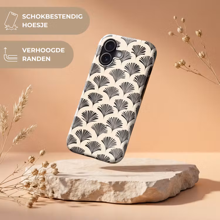 Waaiers - Botanisch - Zwart - Beige Toughcase MagSafe Apple iPhone 17 klein 1017 -USP_RandenV_NL